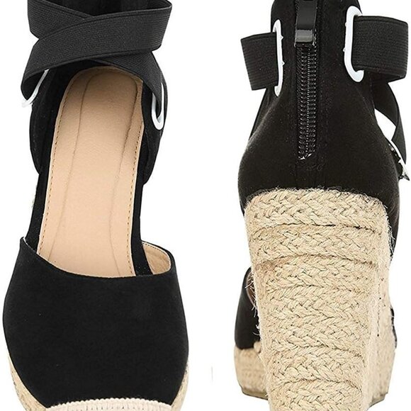 Women's Wedge Espadrille Sandals Suede Platform Ankle Strap 6.5 - Picture 5 of 5